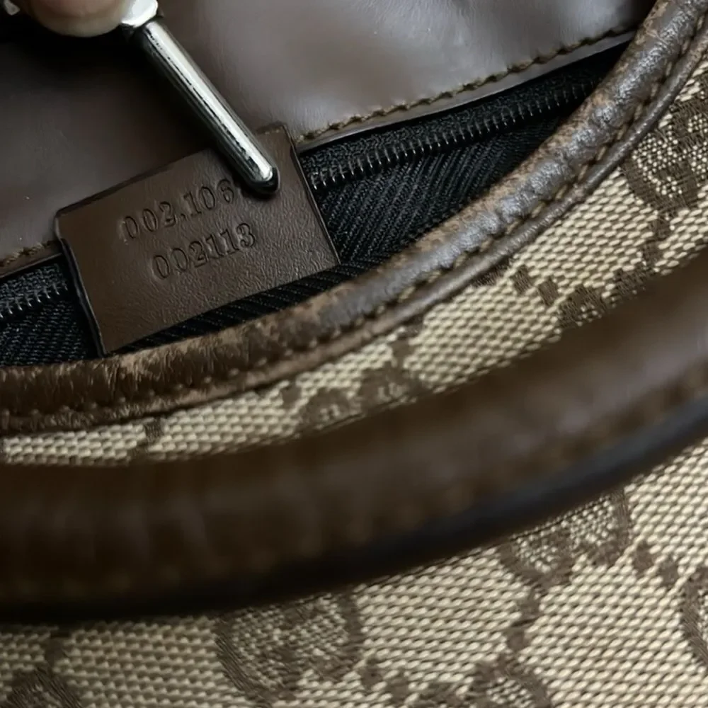 Gucci Brown and Tan Signature Jackie Hobo Bag (missing lock)